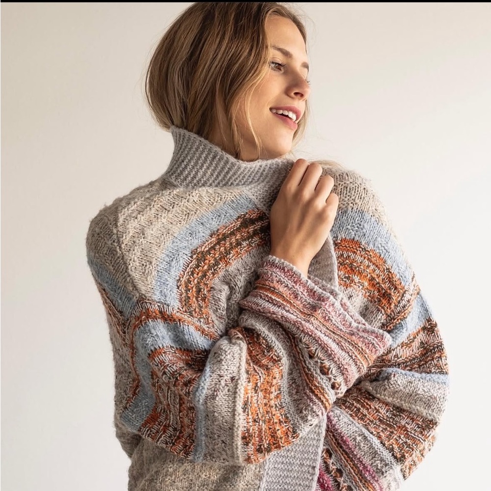 Zaket & Plover Multi Texture Cardi in Mix Pebble